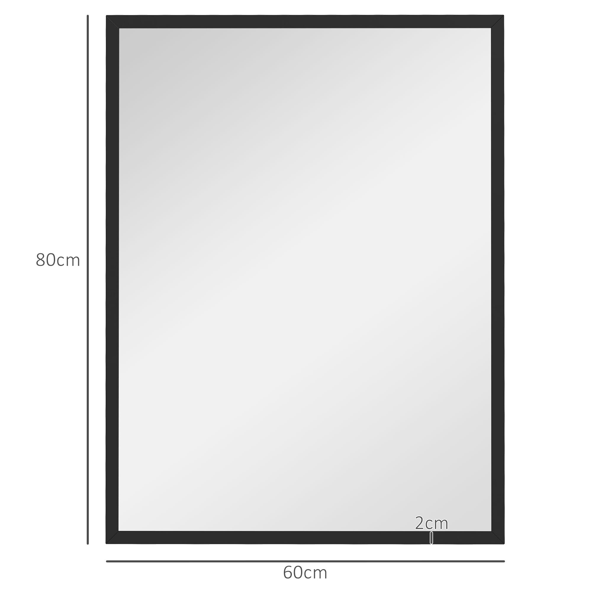 Miroir mural rectangulaire dim. 60L x 80H cm MDF noir