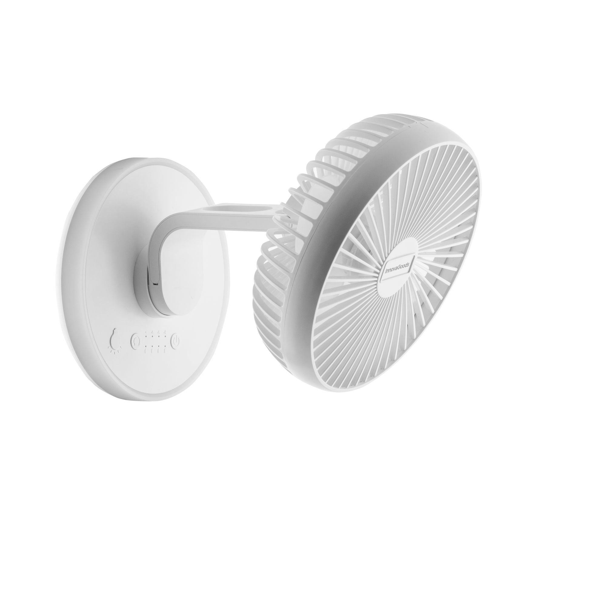 Ventilatore da scrivania ricaricabile con LED FanLed - 4000 mAh - bianco - Ø6,6'' - 17 x 23 x 17 cm