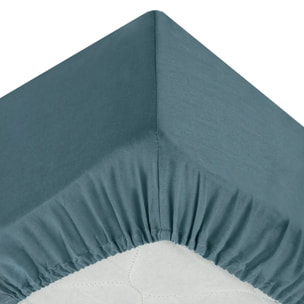 Drap-housse "Carina" en coton 160x200cm bleu orage