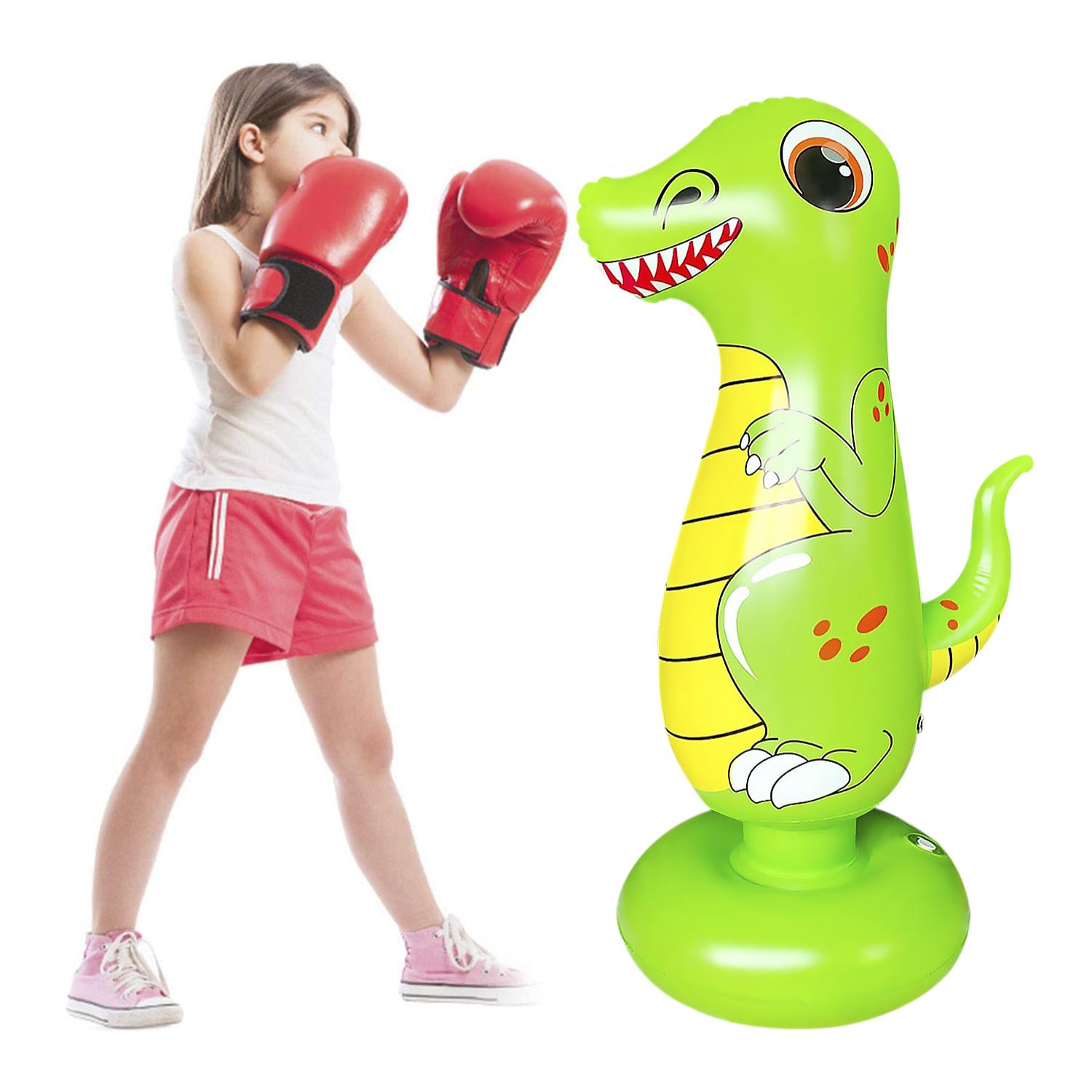 Dinosauro gonfiabile rimbalzante. Punching ball, pratica karate, boxe. 120 cm.