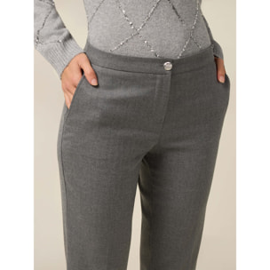 Oltre - Pantaloni regular in flanella - Grigio