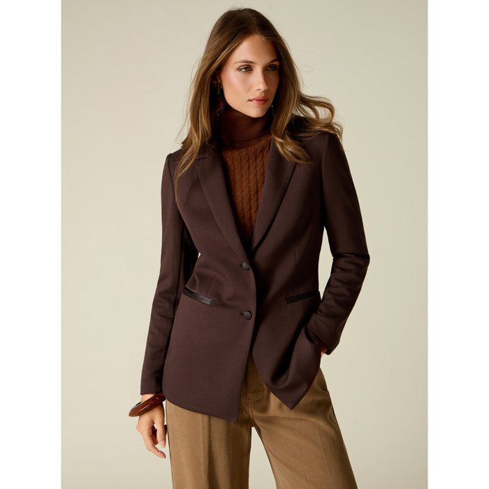 Oltre - Blazer in jersey scuba - Marrone