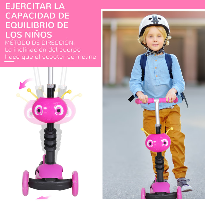 HOMCOM Patinete Para Niños 5 Años Y Adolescentes Con Manillar Ajustable, Ruedas Inflables 16, Doble Freno Y Carga 100kg – Rojo Patinete Grande 16 Pulgadas