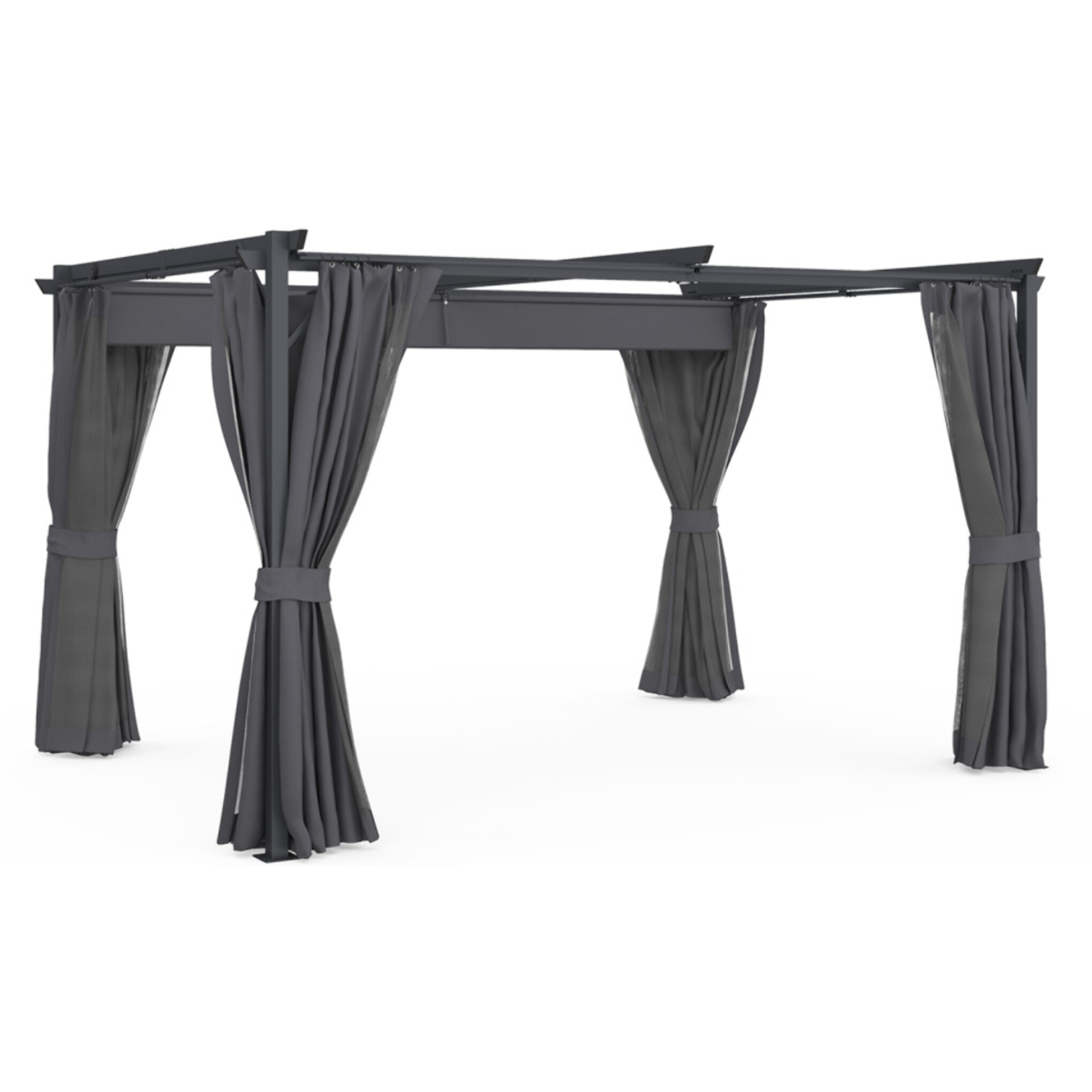 Pergola Marina 3x4m toit rétractable + 4 rideaux moustiquaires