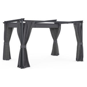 Pergola Marina 3x4m toit rétractable + 4 rideaux moustiquaires