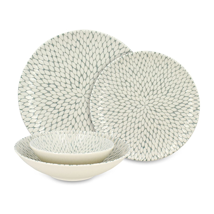 Service de table 48 pièces en porcelaine à motif  JASMIN