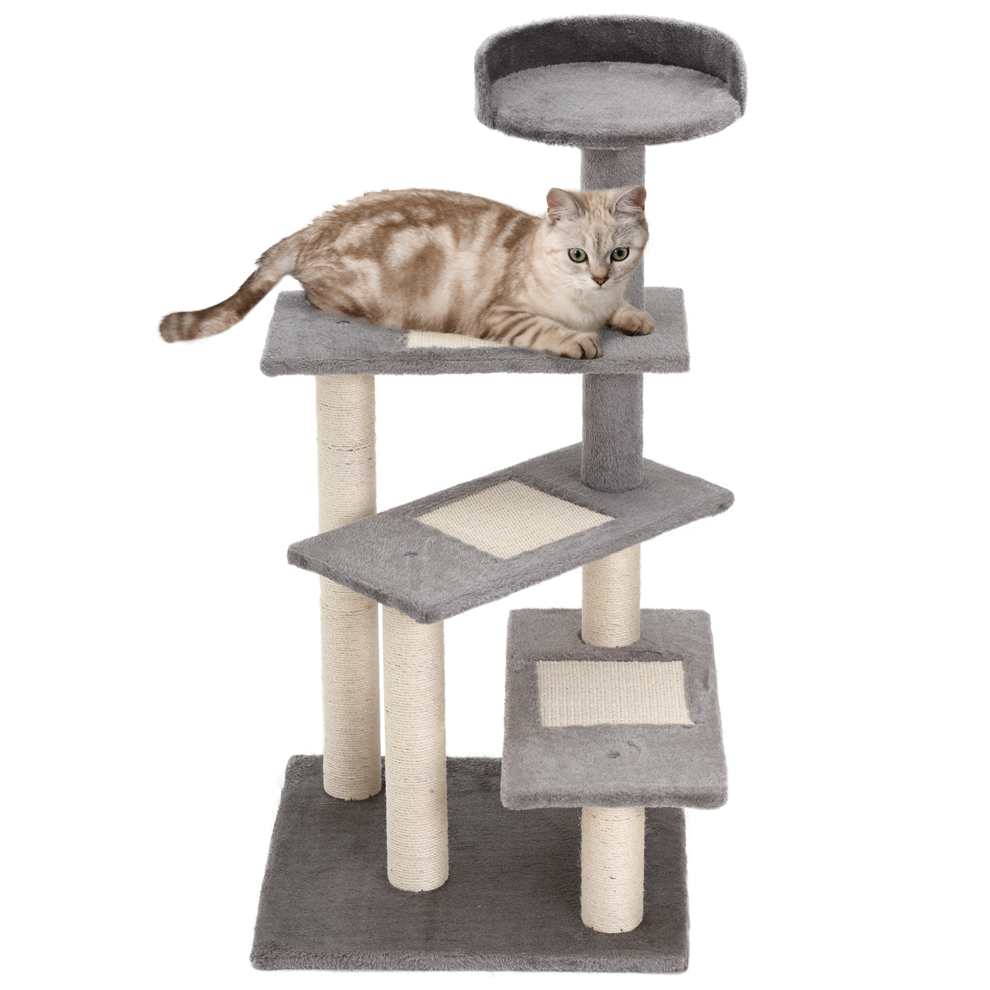 árbol Gatos de Terciopelo y Sisal 48x48x99,5cm Beige y Gris