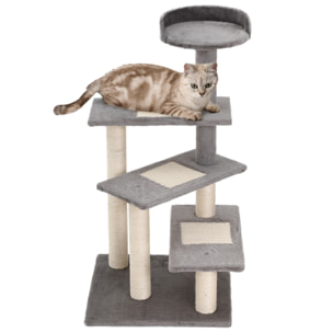 árbol Gatos de Terciopelo y Sisal 48x48x99,5cm Beige y Gris