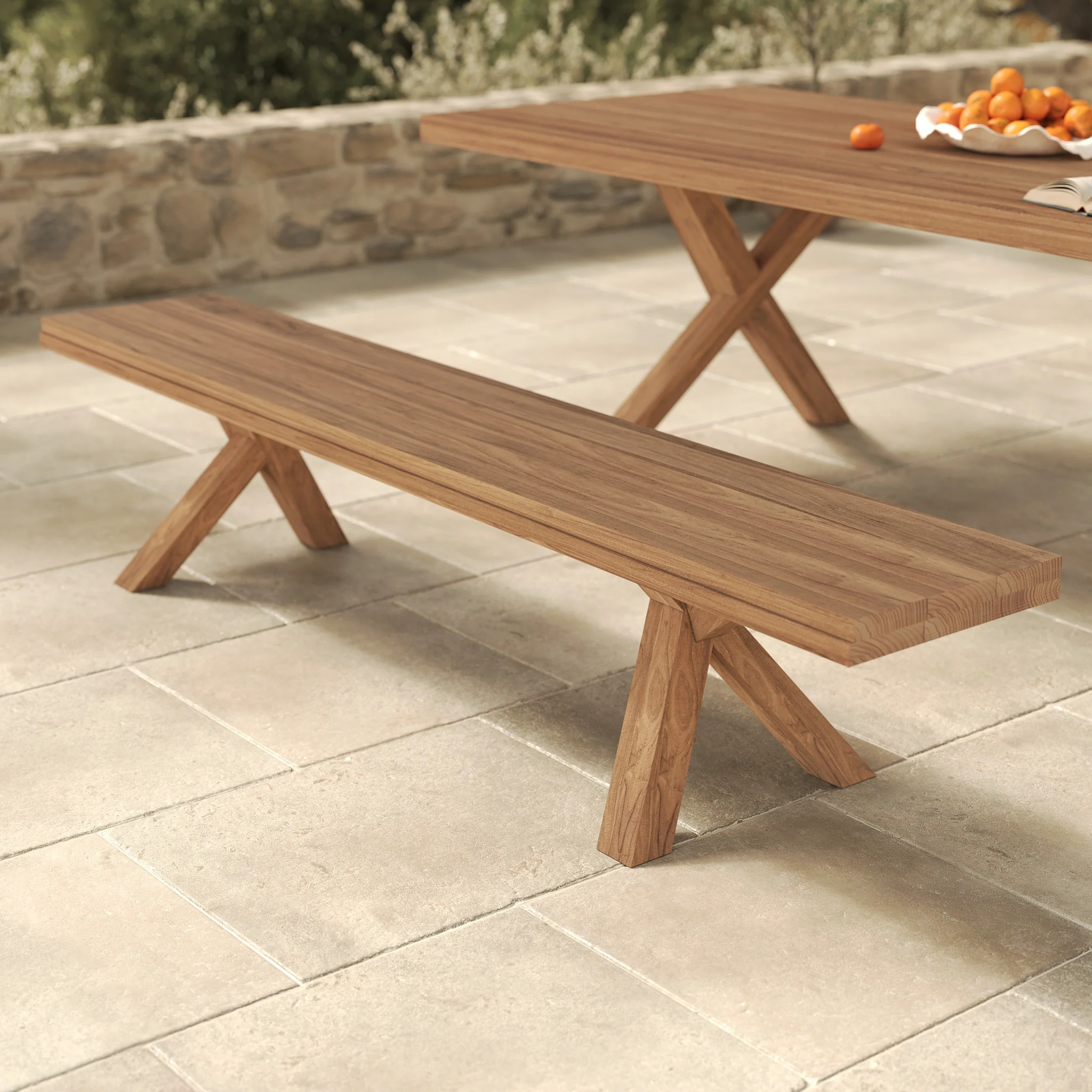 Banc de jardin en bois de teck 4 personnes - Soraya