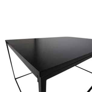 Tavolino da salotto Vita in nero con struttura in acciaio, 90×60×45 cm
