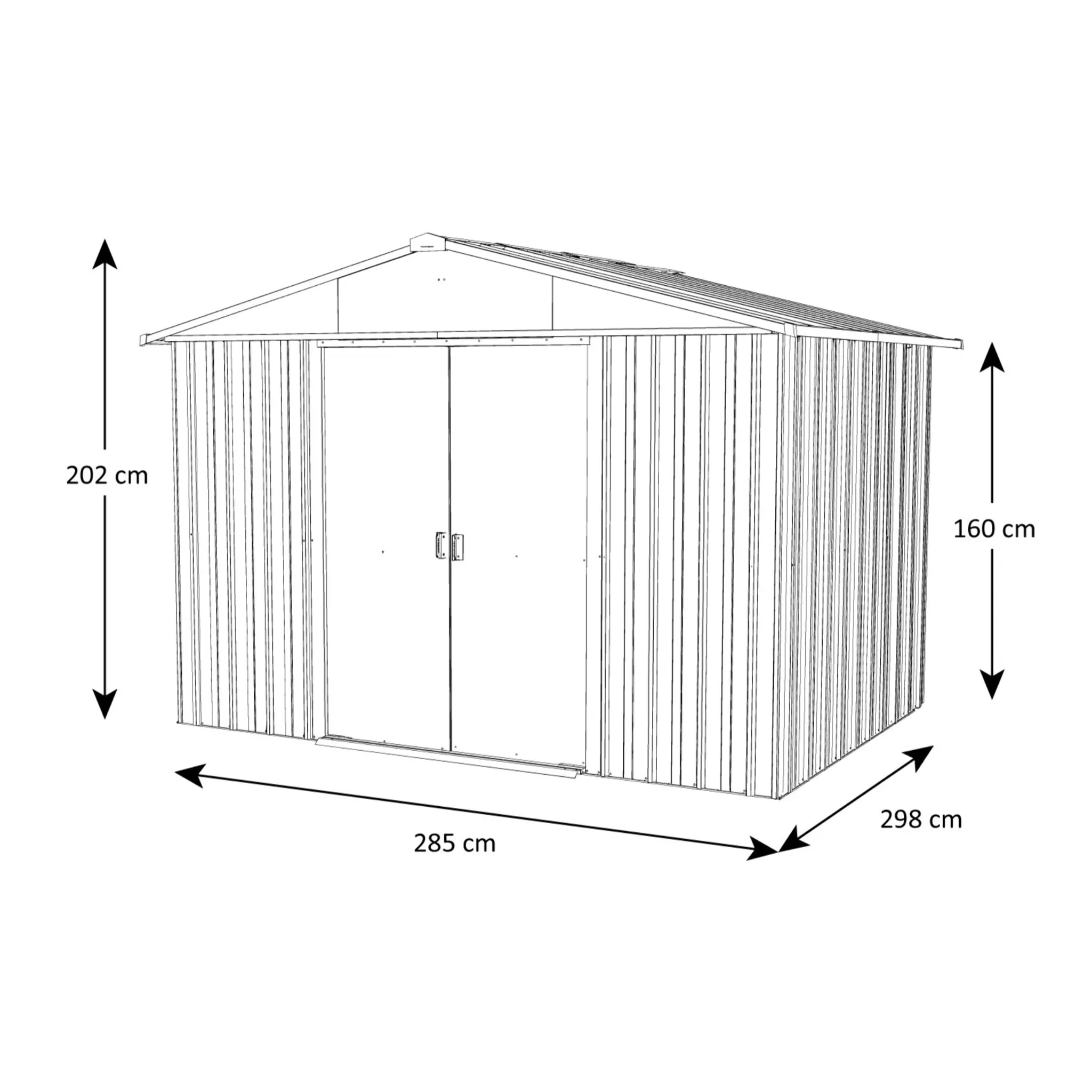 Abri de jardin métal gris Yardmaster 8,12 m² + kit d'ancrage