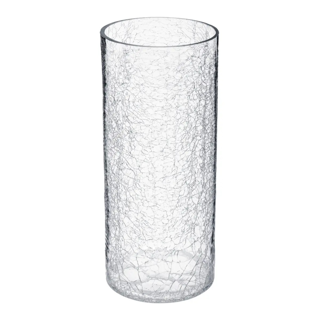 Vase cylindre verre craquelé H30cm