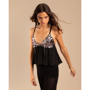 Top de mujer de tirantes con lentejuelas