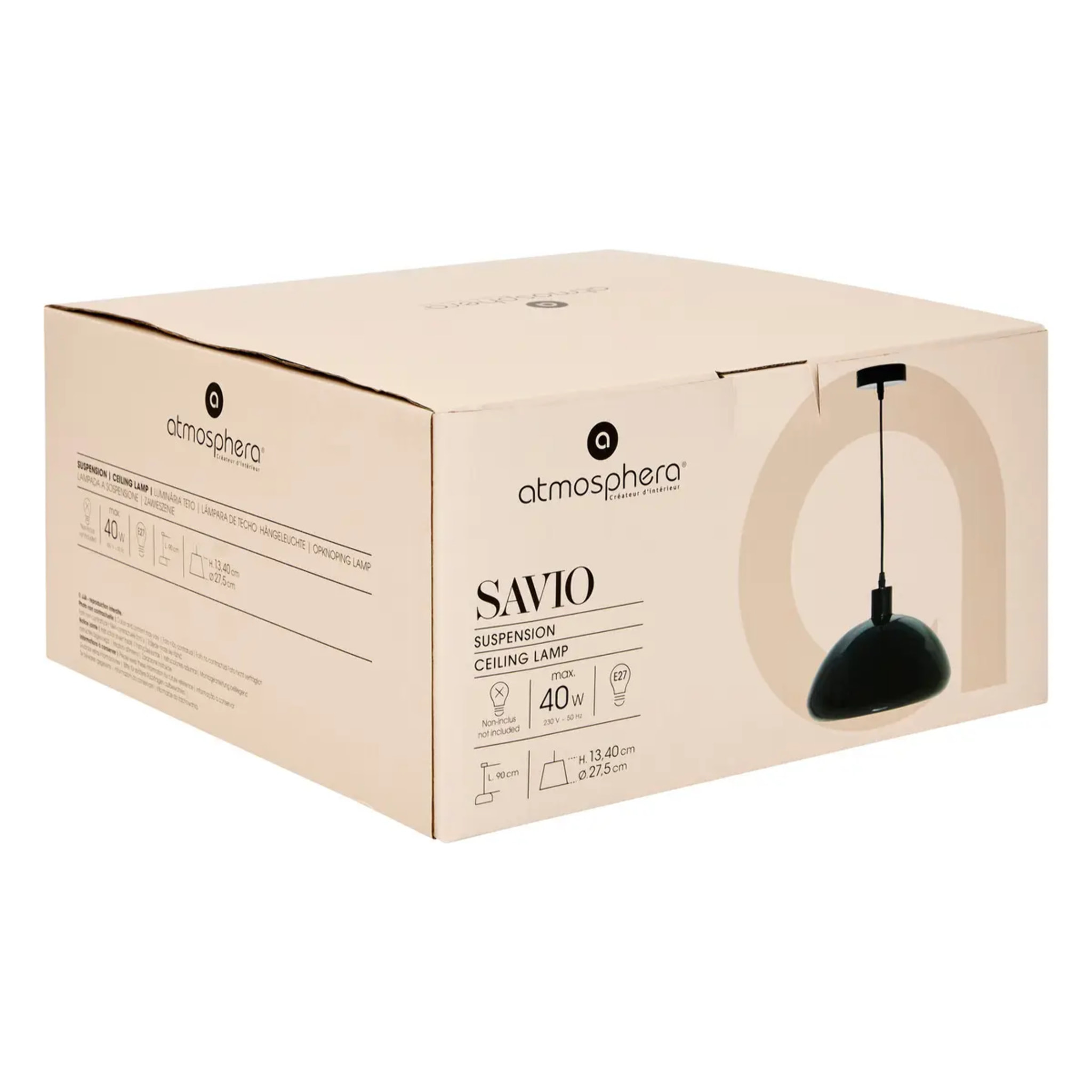Suspension "Savio" noir D27,5cm