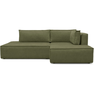Canapé d'angle à droite convertible 3 places en tissu chenille - BARANI