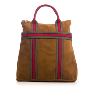 Venusta Bolso mochila Mujer.Piel auténtica Gamuza  Lona Premium Estampado