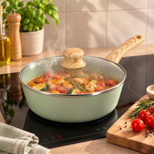 Sauteuse 24cm avec revêtement céramique céladon - tous feux COLORAMA