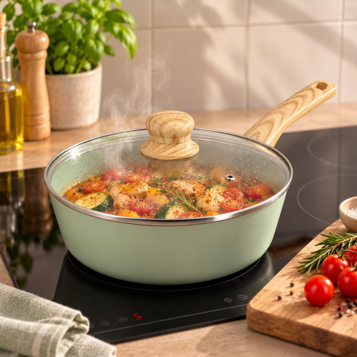 Sauteuse 24cm avec revêtement céramique céladon - tous feux COLORAMA