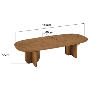 SIXTINE - Table basse 140x60cm en bois de teck recyclé