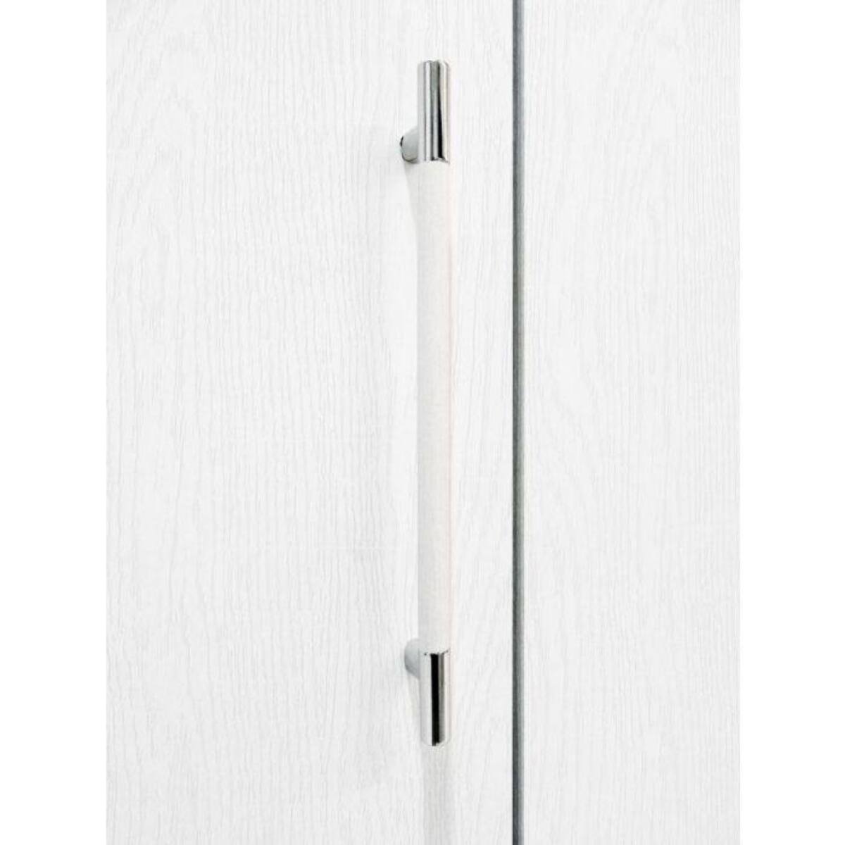 Armadio 3 ante battenti, bianco frassinato , cm 135x247x58, con tubo appendiabiti