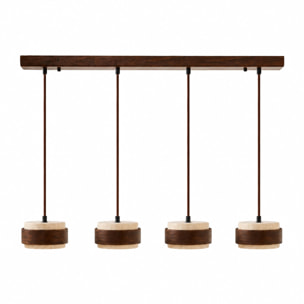 Luminaire design 4 suspensions en travertin et bois effet noyer TIVOLI