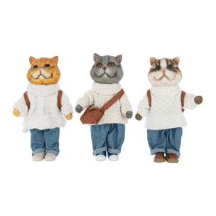 J-Line figurine Chat Manteau + Sac - polyrésine - mix - large - 3 pièces