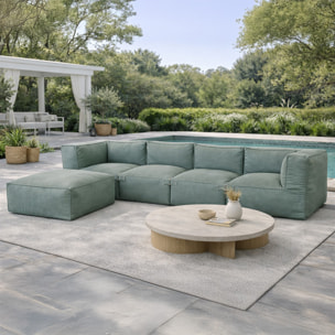 VERONE Salon de jardin modulable 5 places vert en tissu déperlant