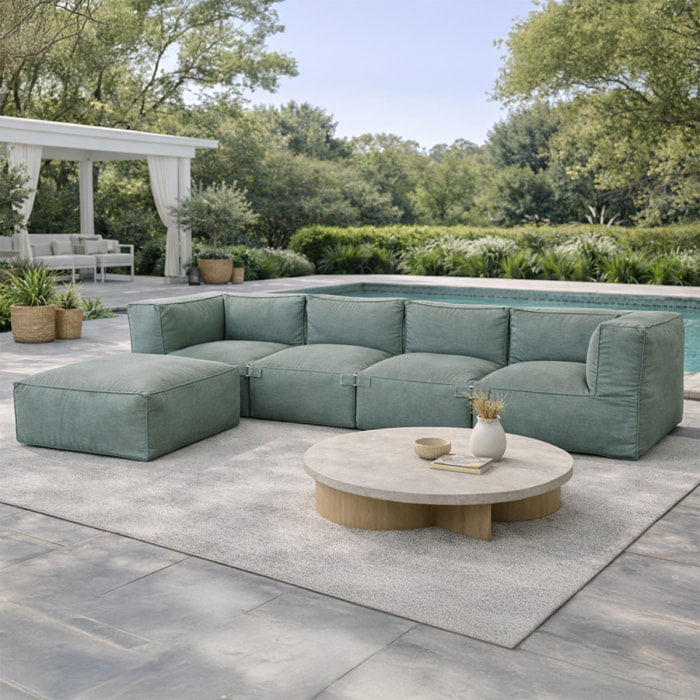 VERONE Salon de jardin modulable 5 places vert en tissu déperlant