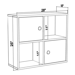 Librería, 100% tablero de aglomerado rechapado en melamina, color roble blanco h.62,6