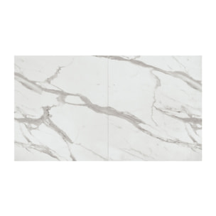 Tavolo CARRARA in legno, finitura bianco statuario e gambe in metallo bianco, allungabile 160x90 cm - 240x90 cm