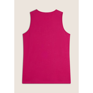 Canotta con scollo tondo e logo glitter