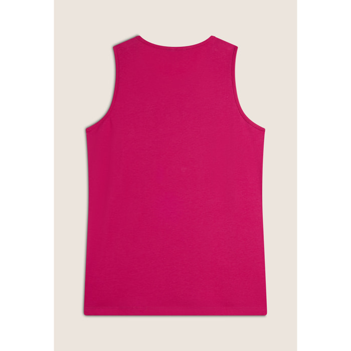 Canotta con scollo tondo e logo glitter