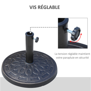 Pied de parasol résine 12 kg - pour mât de Ø 38/48 mm - Ø 44 x 34H cm - bronze