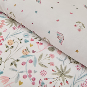 Funda nórdica algodón flores y mariposas Sibel color blanco 100% Algodón percal