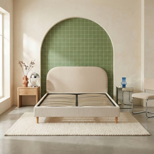 Lit avec sommier à lattes 160 x 200cm velours côtelé (fine côte) MILTON