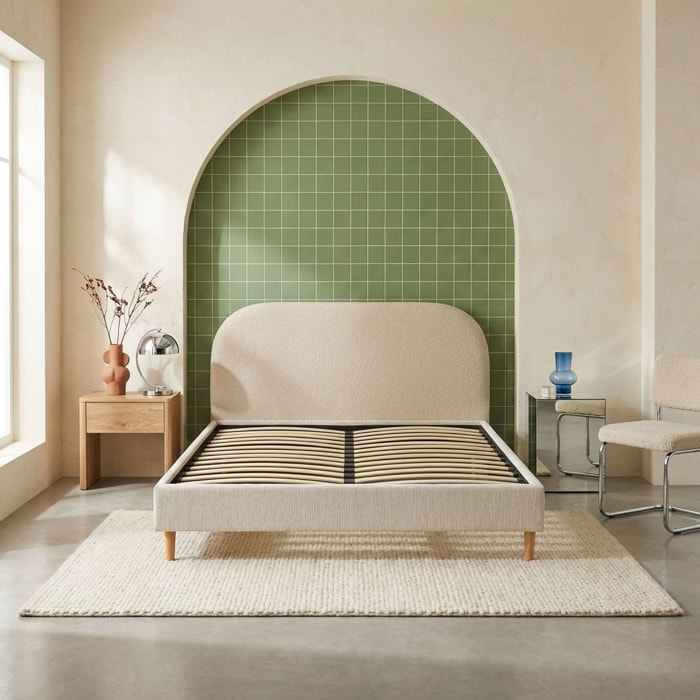 Lit avec sommier à lattes 160 x 200cm velours côtelé (fine côte) MILTON