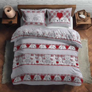 Parure copripiumino peluche rosso 100% cotone