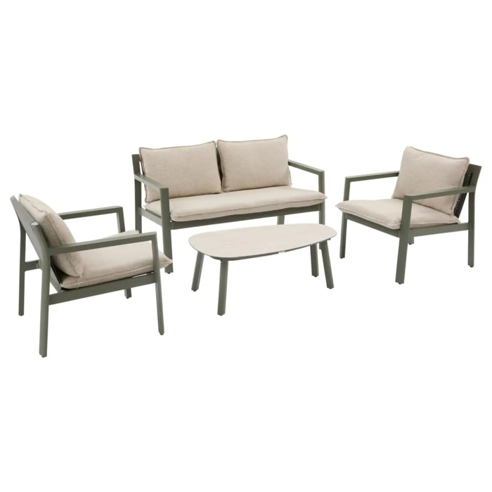 Salon de jardin Flovia 4 places vert laurier