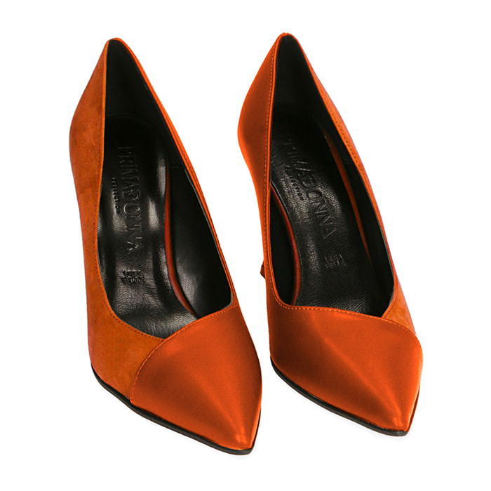 Zapato de tacón naranja, tacón 9,5 cm.