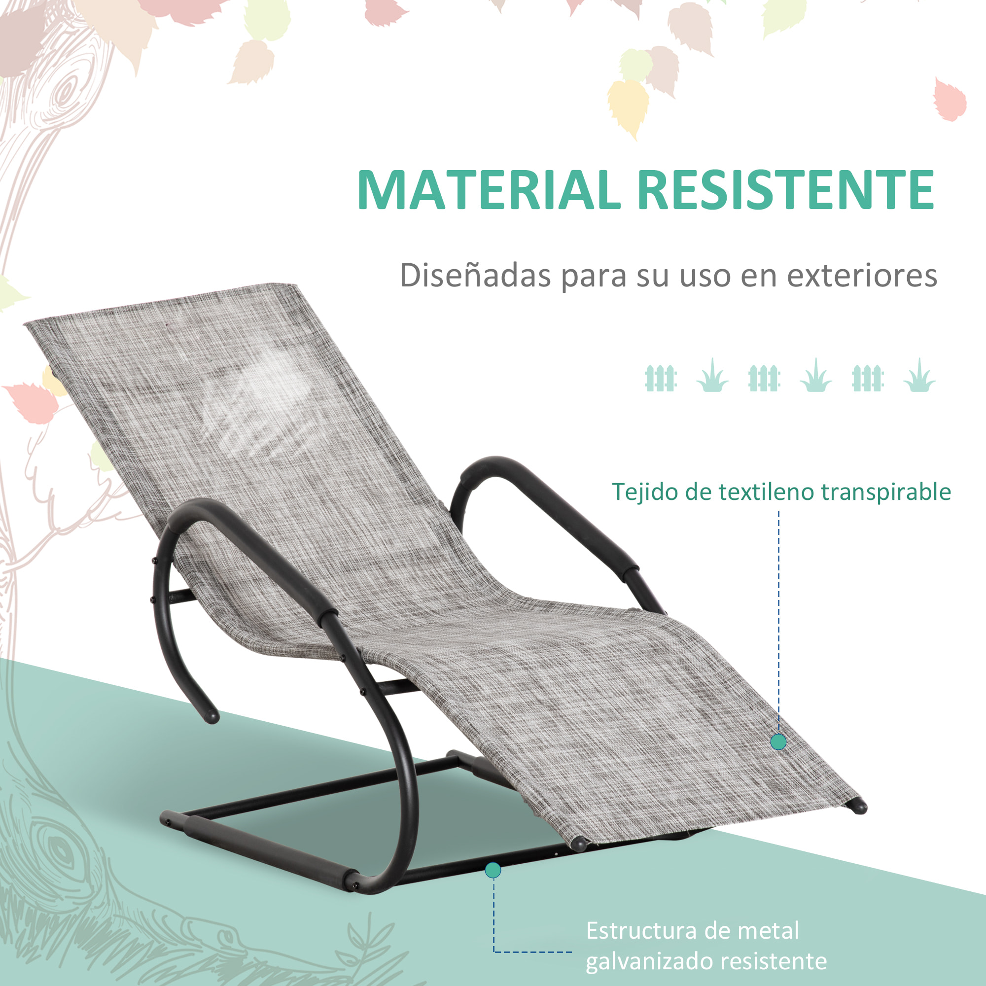 Tumbona de Jardín Ergonómica con Reposacabezas y Reposapiés 59,5x160x83 cm Gris