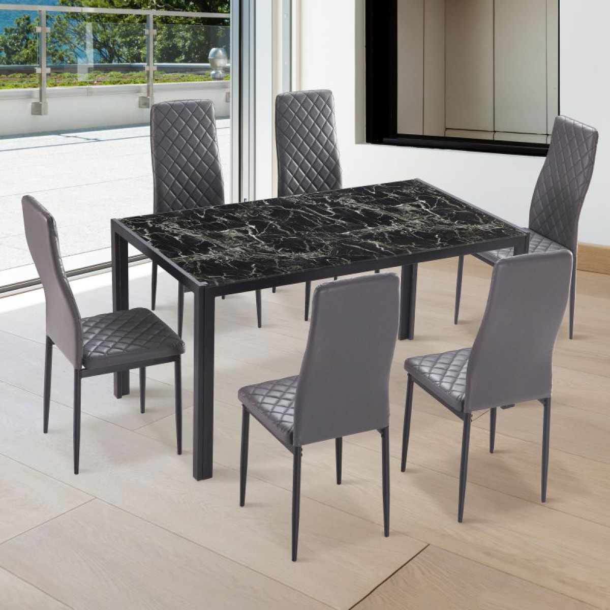 Pack 6 sillas de comedor Lacey Tejido Gris