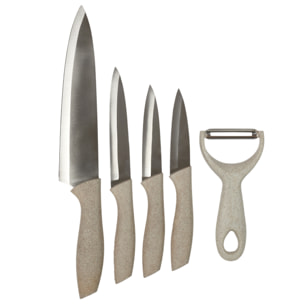 Couteau X4 Et Eplucheur Manche Fibre De Ble