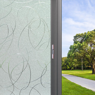Rouleau occultant vitrostatique lignes design pour fenêtre au mètre - Film Anti Regard Electrostatique Occultant Vitre Anti UV