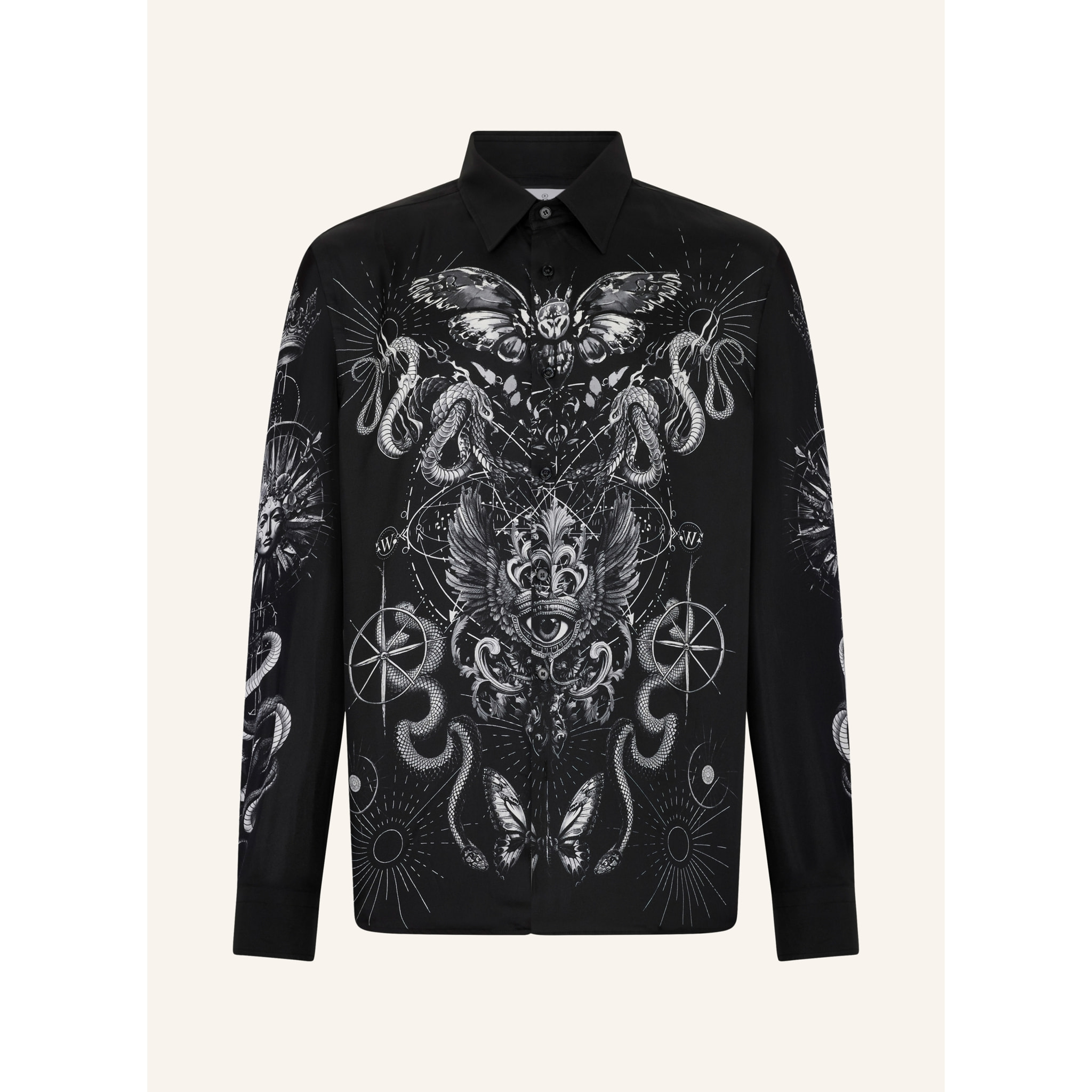 PHILIPP PLEIN Silk Shirt All-Over Tattoo