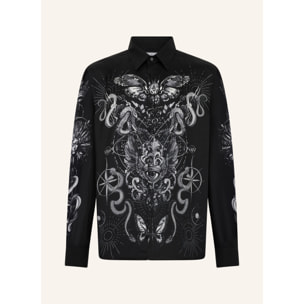 PHILIPP PLEIN Silk Shirt All-Over Tattoo