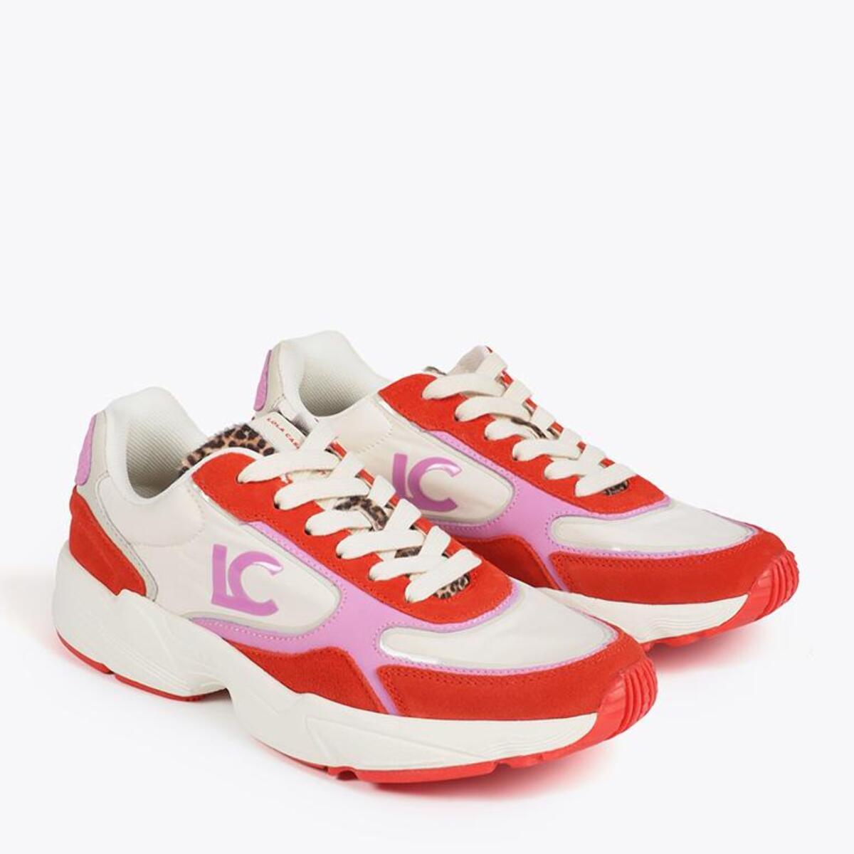 Sneaker Suola Running con Tessuti e Pelle