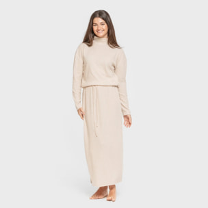 Falda midi rib canalé mujer