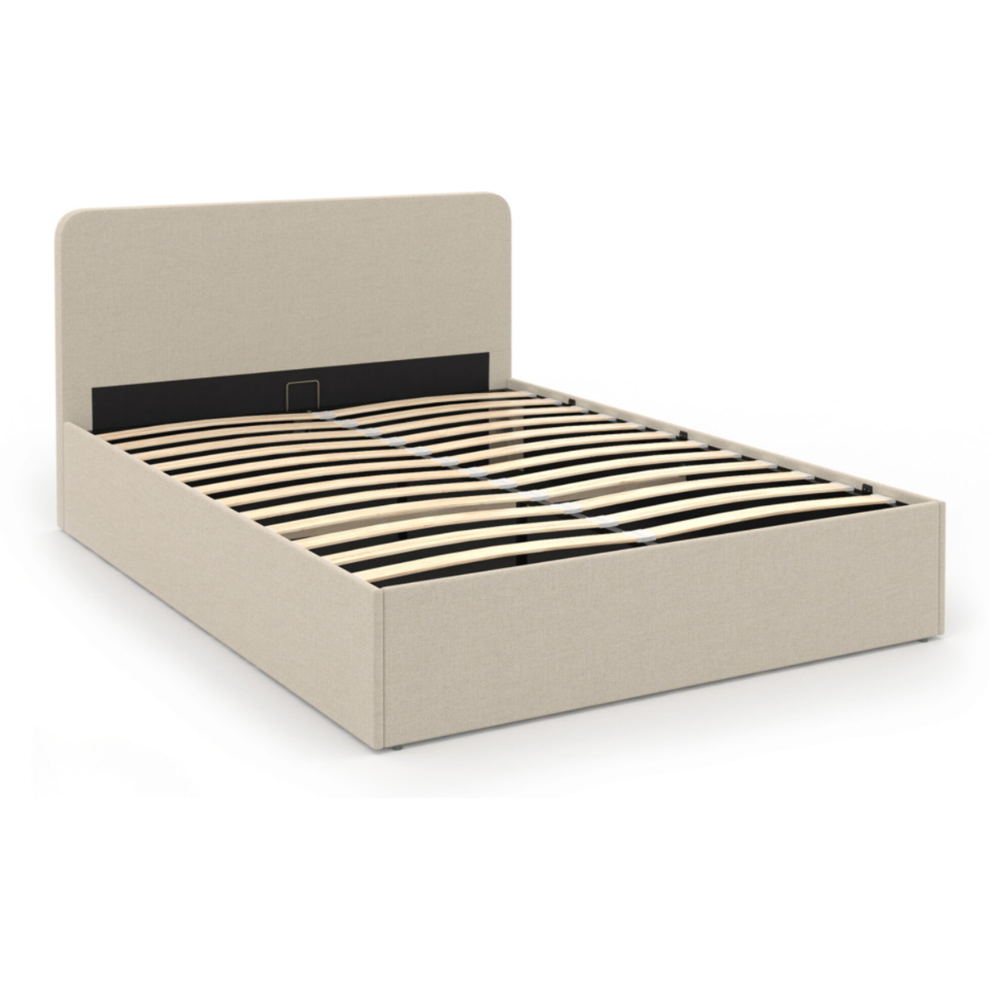 Lit coffre Louise en velours avec sommier et tête de lit - Beige