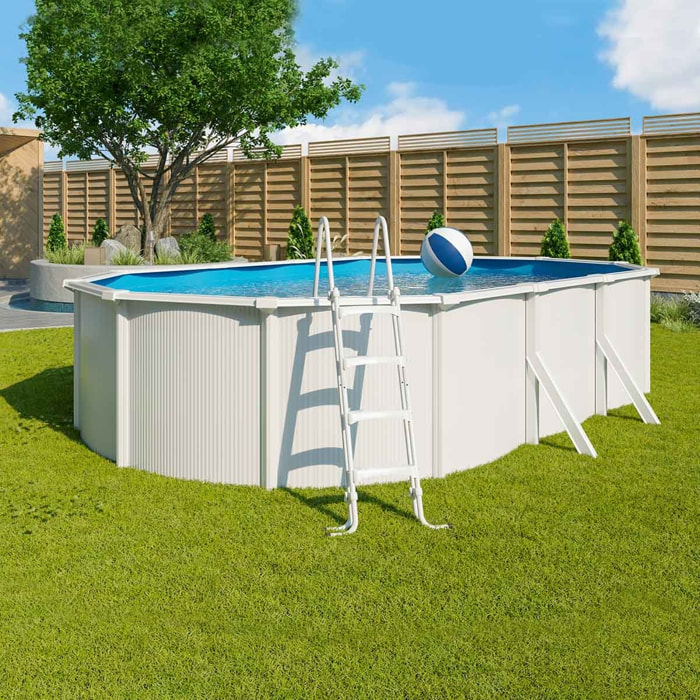 Piscine hors sol acier ovale 6,10 x 3,65 x 1,2 m blanche SAPHIR