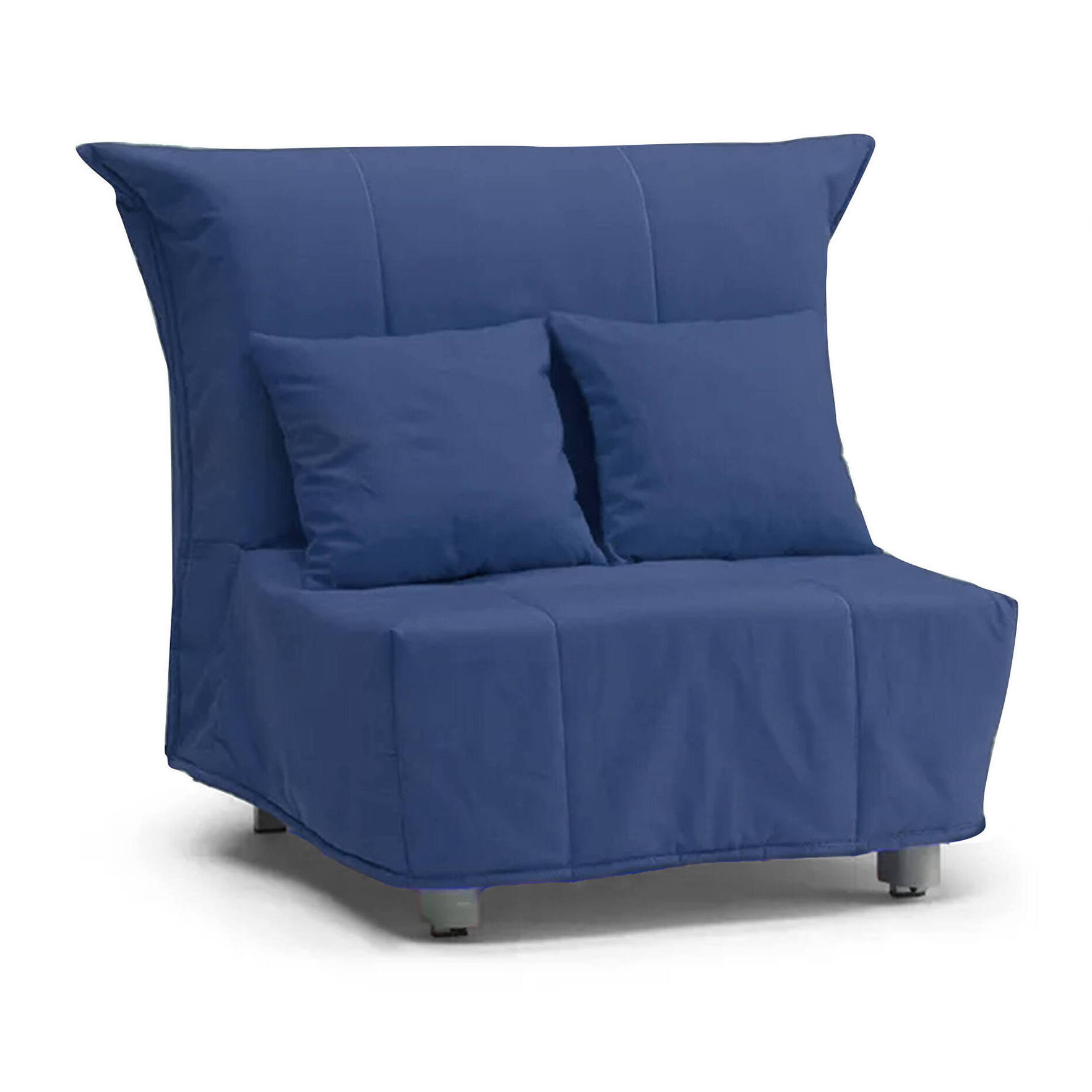 Divano Letto Alma, Divano singolo, 100% Made in Italy, Poltrona soggiorno con apertura a carrello, in tessuto imbottito, con cuscini inclusi, Cm 85x90h85, Blu